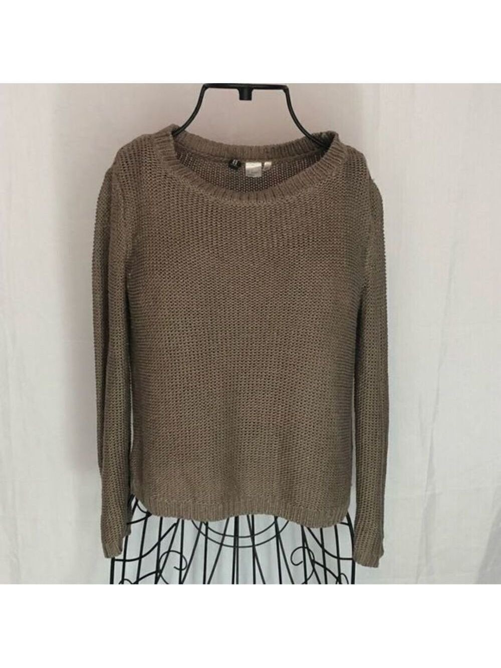 DIVIDED taupe open weave sweater size 6